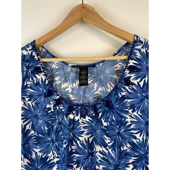 Josephine Chaus Blue Neck Embellished Sleeveless Blouse Size XL - Picture 2 of 7